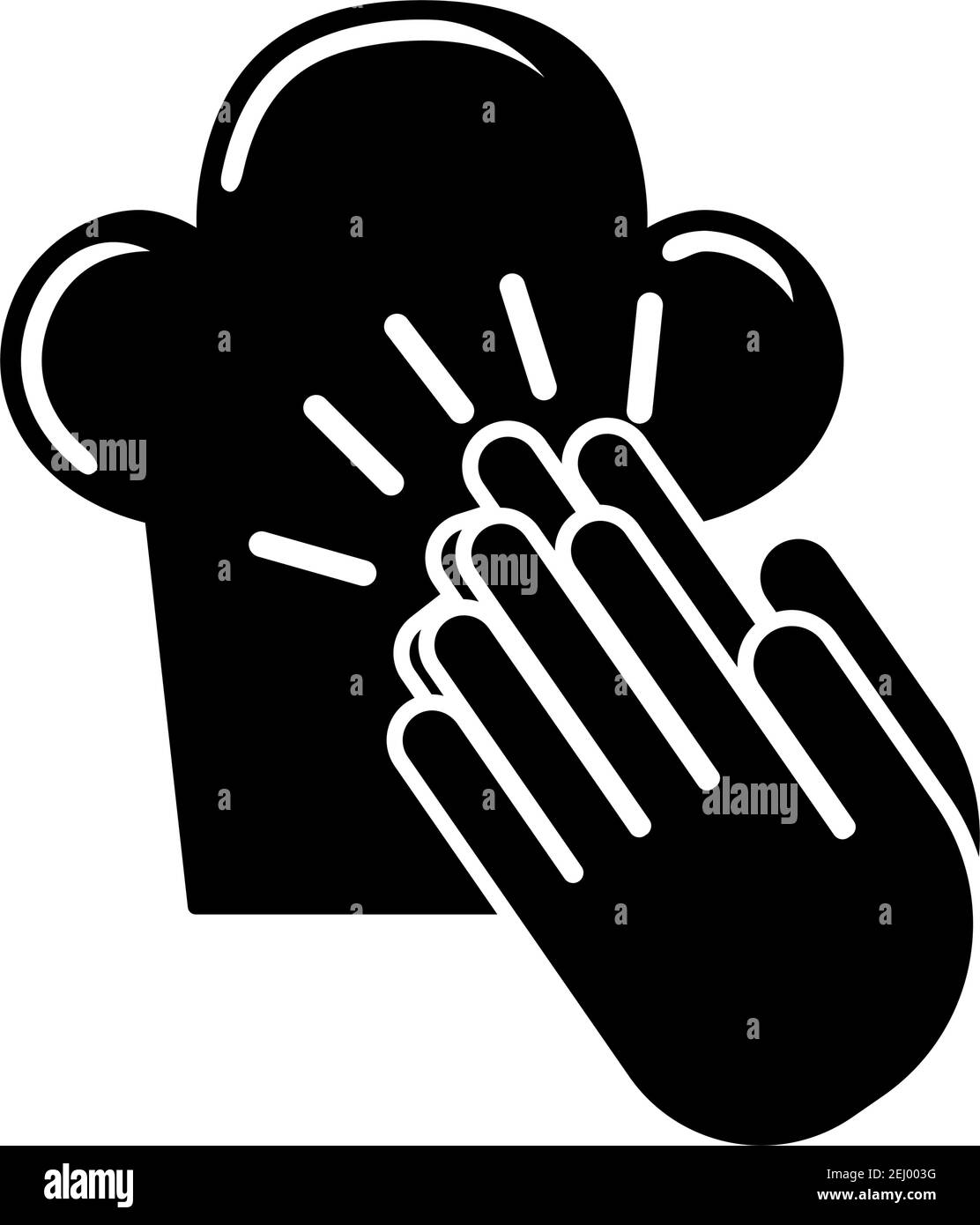 Clapping Palms To Toque Icon. Black Glyph Design. Vector Illustration. Stock Vector