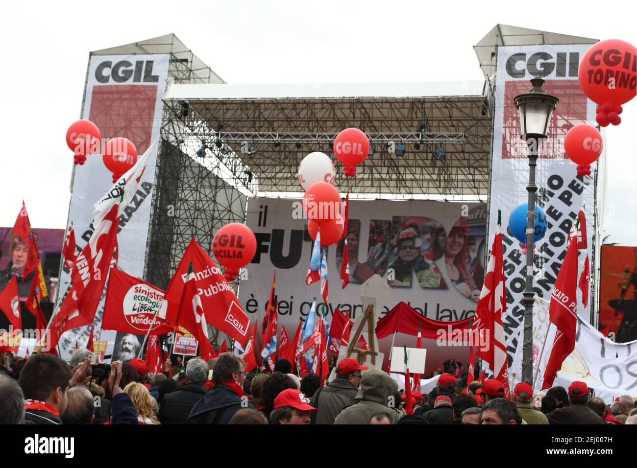 Rome, Italy - November 27, 2010: The Manifestation National in Rome of the CGIL Stock Photo