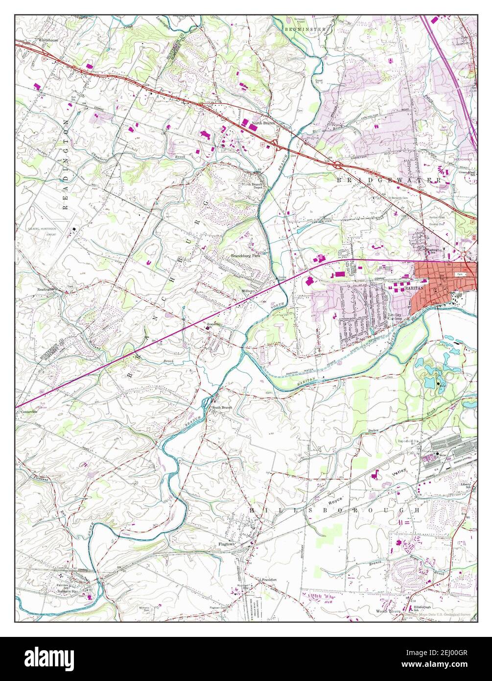 Raritan, New Jersey, map 1955, 124000, United States of America by Timeless Maps, data U.S