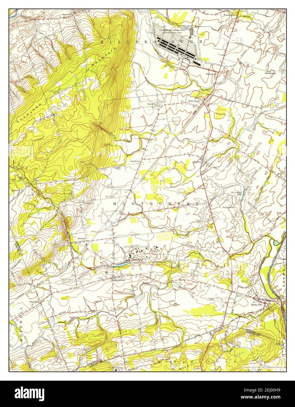 Rocky Hill, New Jersey, map 1954, 124000, United States of America by
