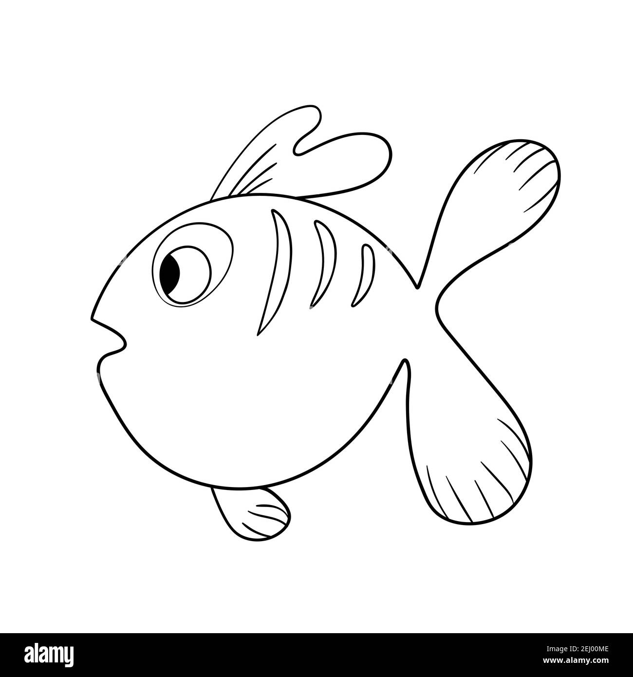 Cartoon cute fish. Hand drawing outline colouring pictures. Isolated items.  Suitable for children's coloring and prints. Adorable character for card  Stock Vector Image & Art - Alamy