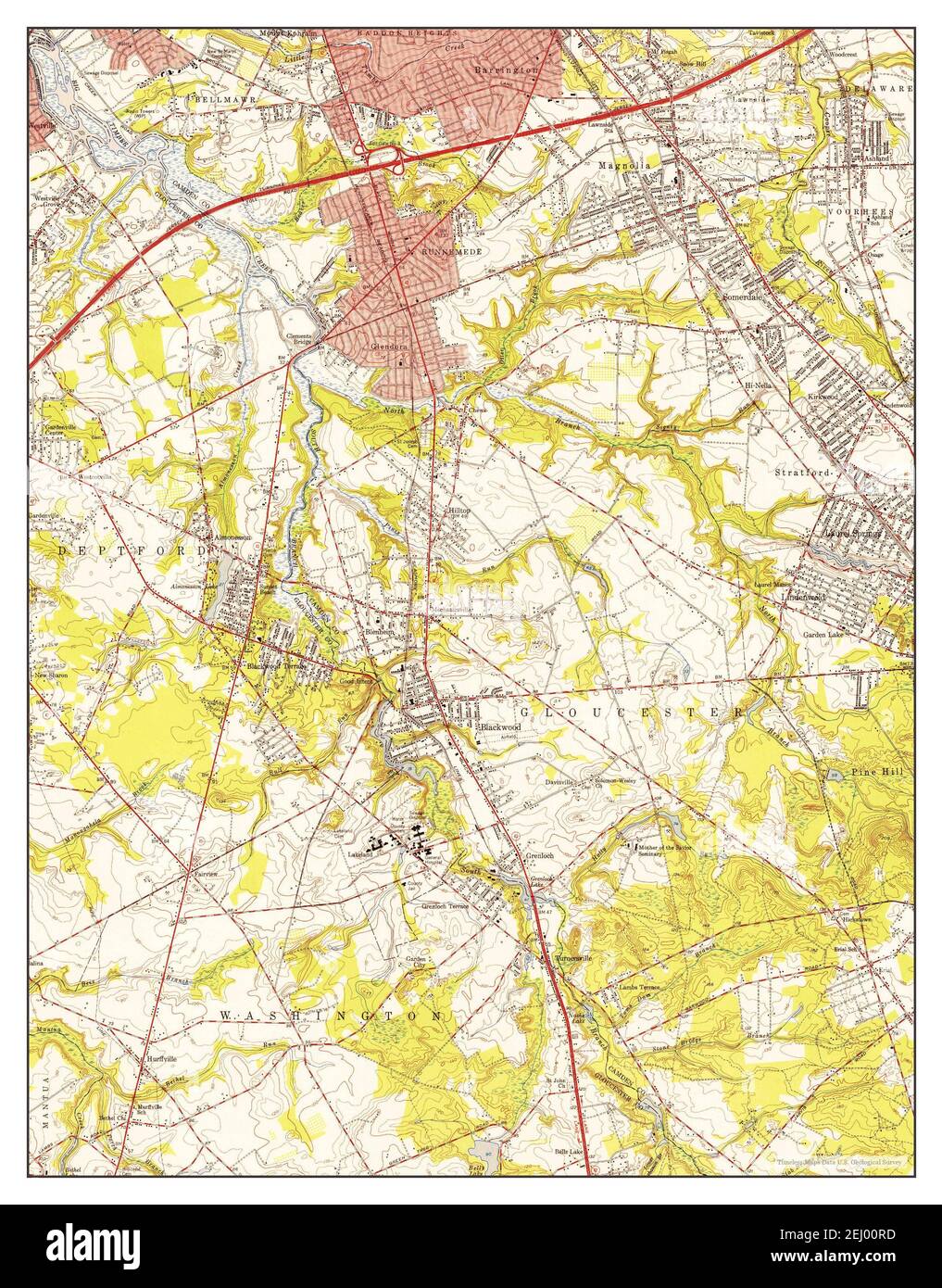 Runnemede, New Jersey, map 1952, 124000, United States of America by