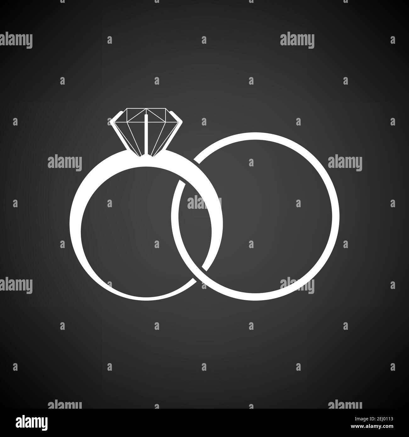 Wedding Rings Icon. White on Black Background. Vector Illustration. Stock Vector