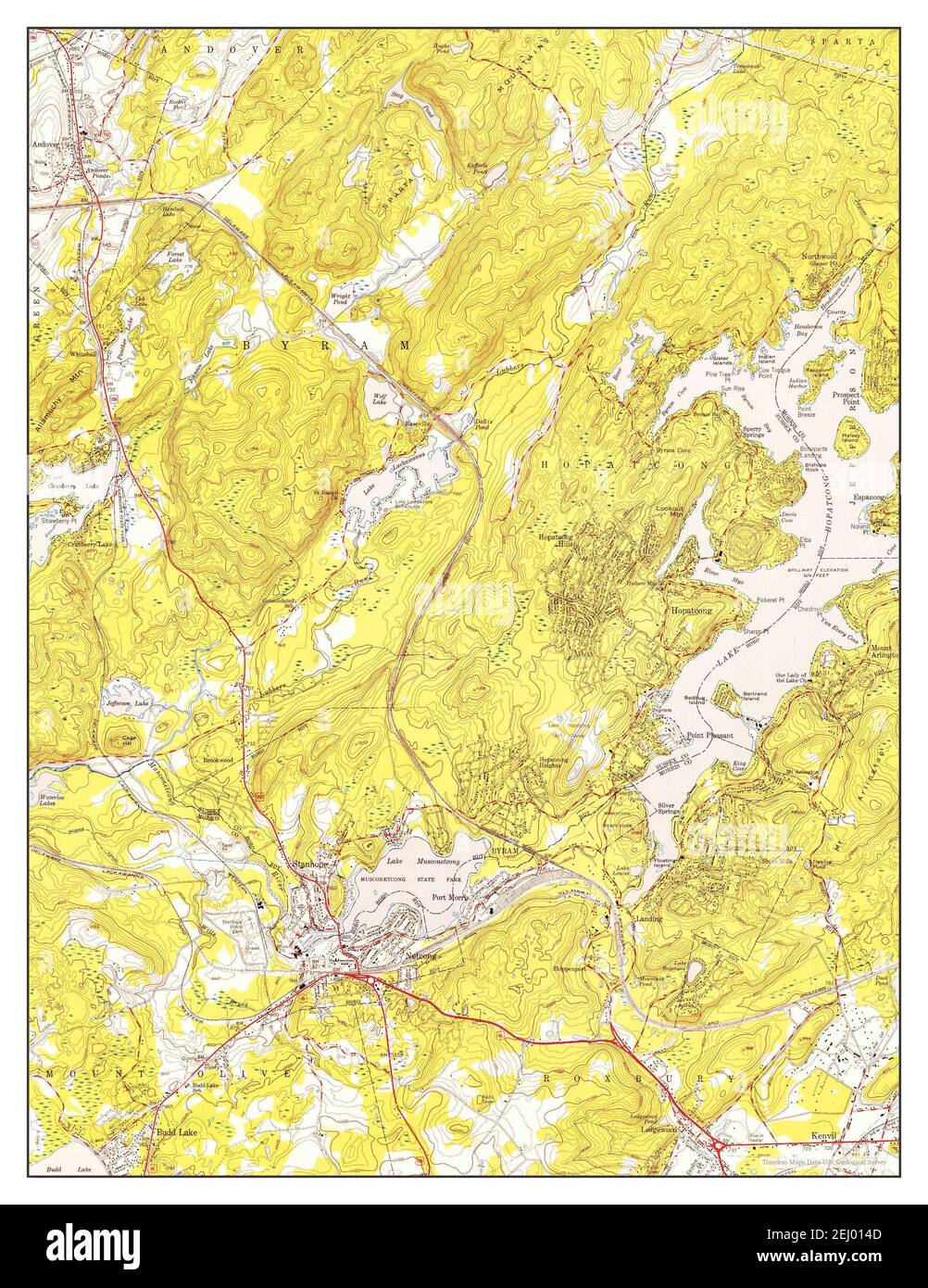 Stanhope, New Jersey, map 1954, 124000, United States of America by