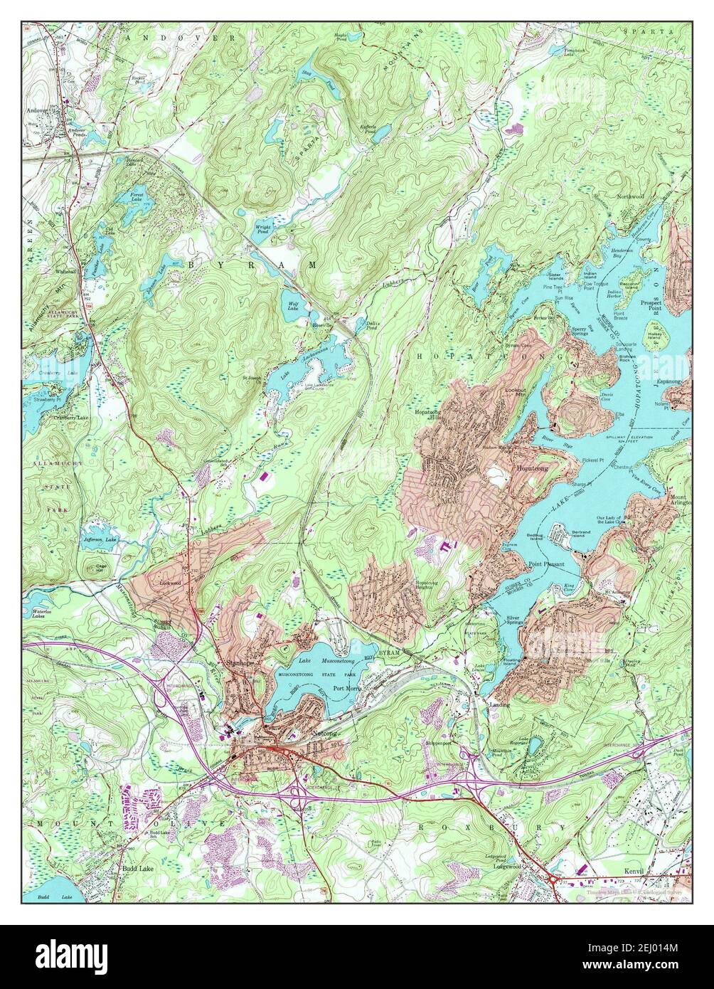 Stanhope, New Jersey, map 1954, 124000, United States of America by