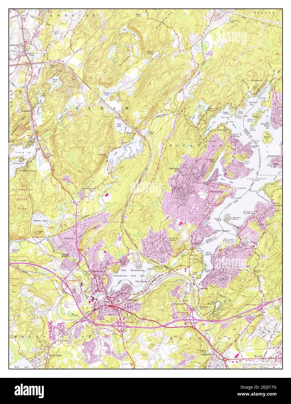 Stanhope, New Jersey, map 1954, 124000, United States of America by