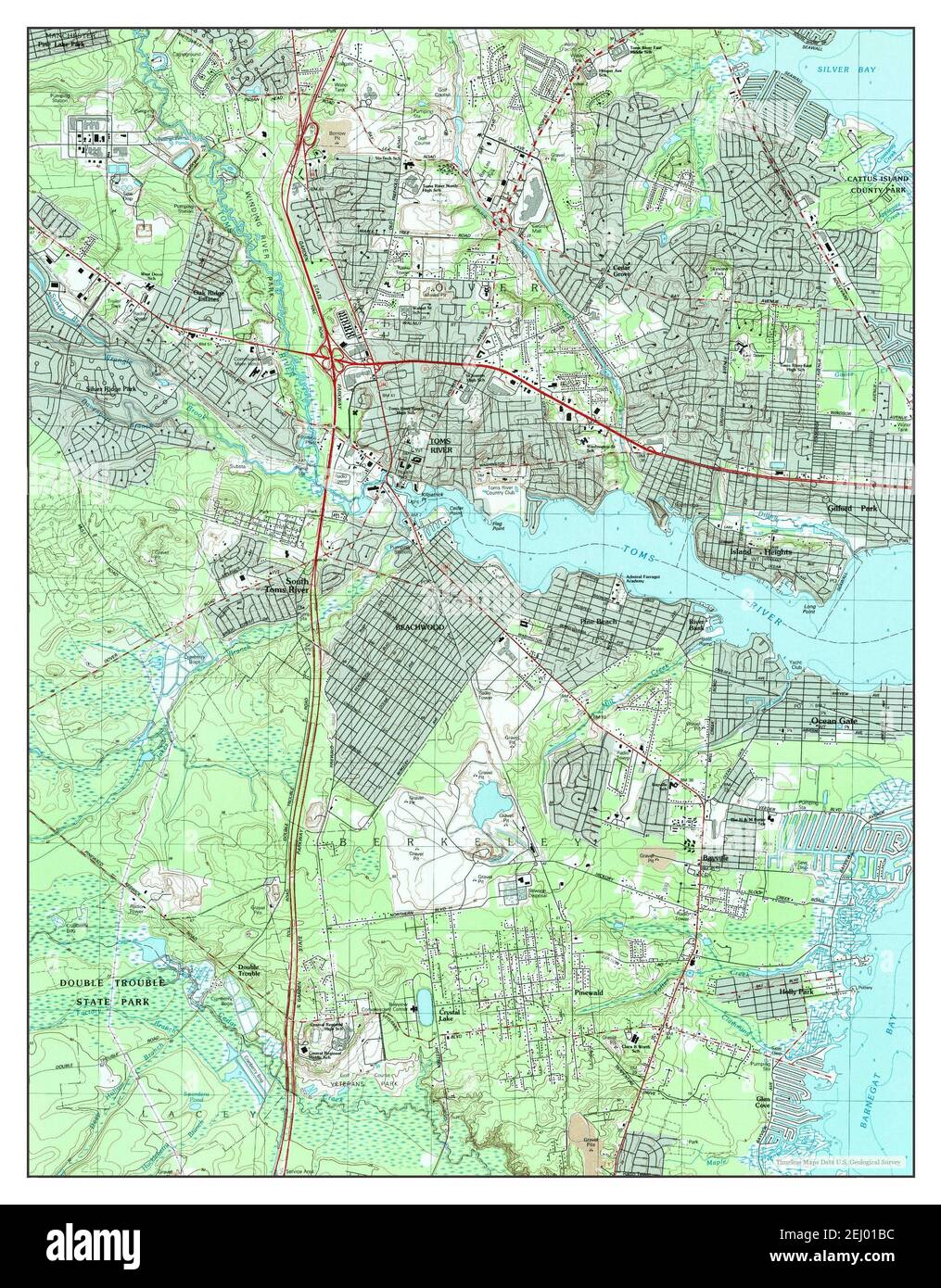 Toms River, New Jersey, map 1989, 124000, United States of America by Timeless Maps, data U.S