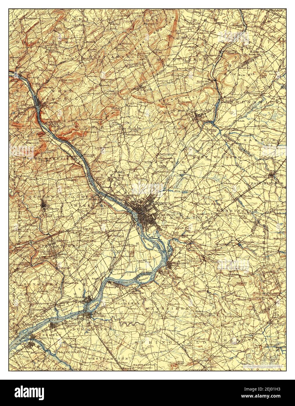 Trenton, New Jersey, map 1907, 1:125000, United States of America by Timeless Maps, data U.S. Geological Survey Stock Photo