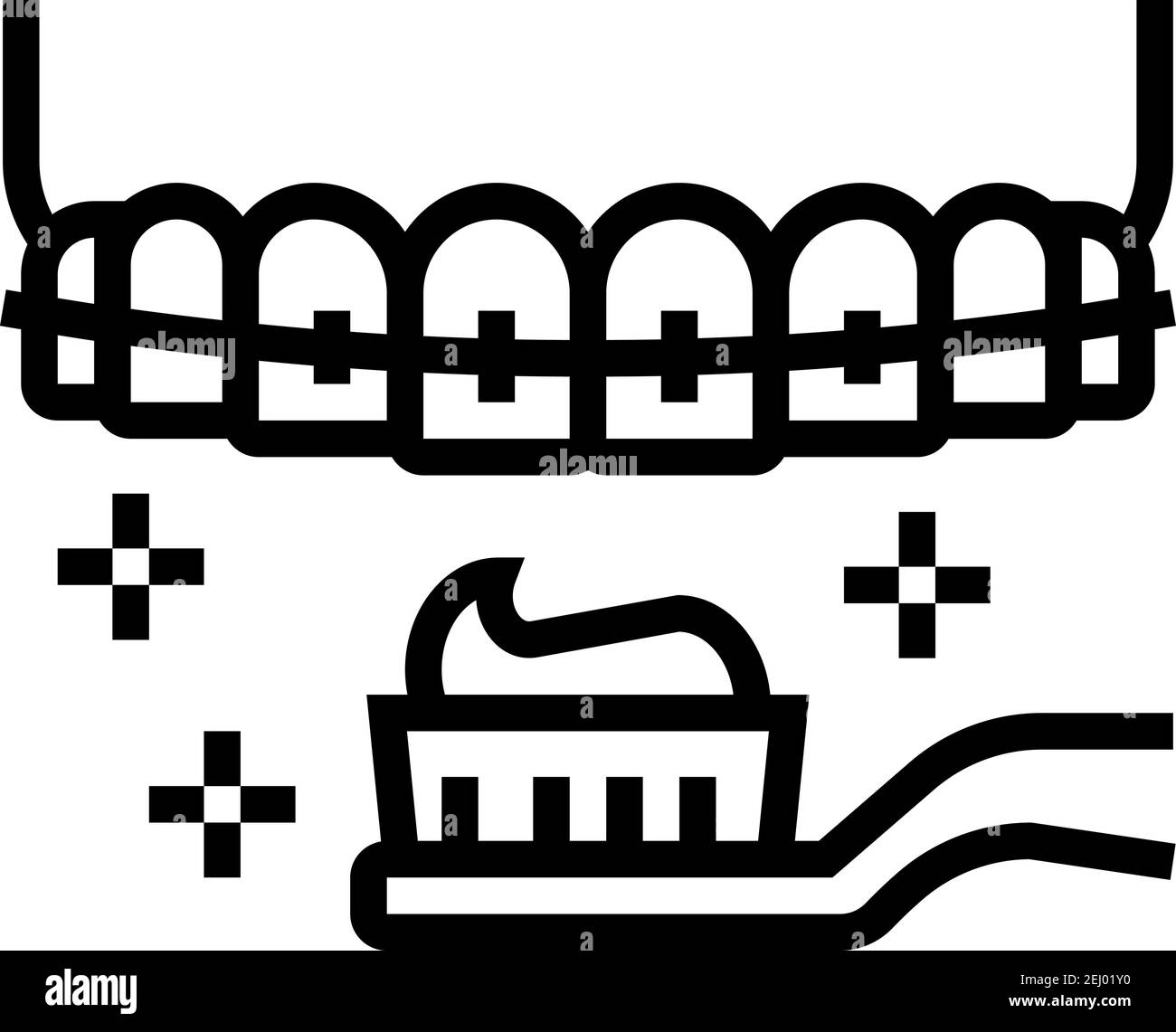 care and cleaning tooth braces line icon vector illustration Stock ...