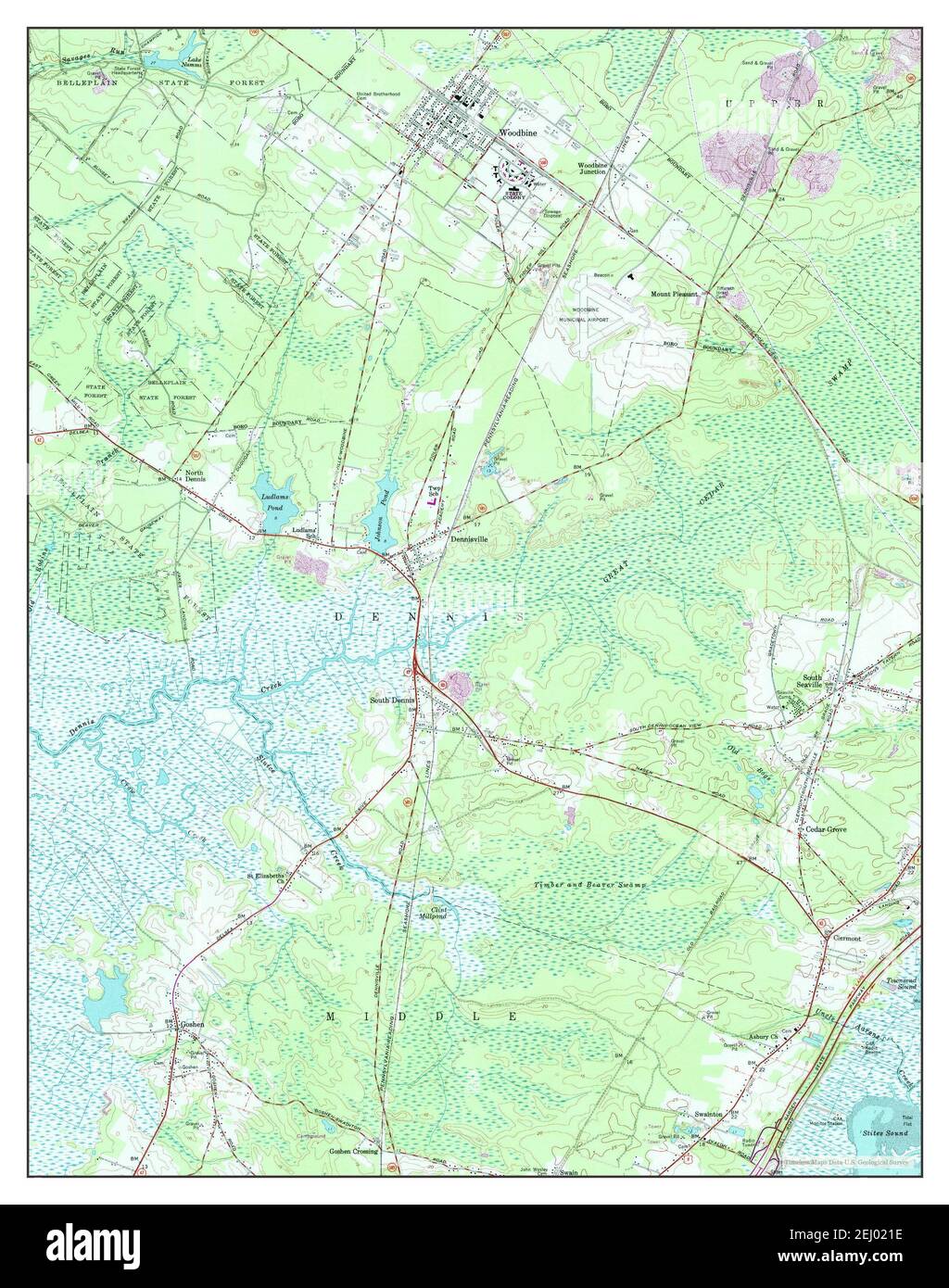 Woodbine, New Jersey, map 1958, 124000, United States of America by