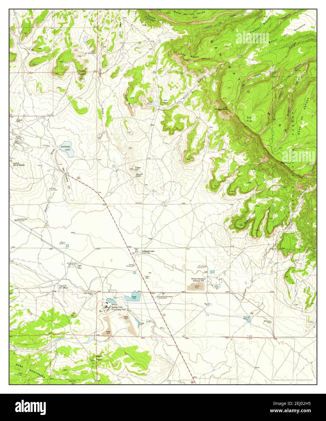 Ambrosia Lake, New Mexico, map 1957, 124000, United States of America