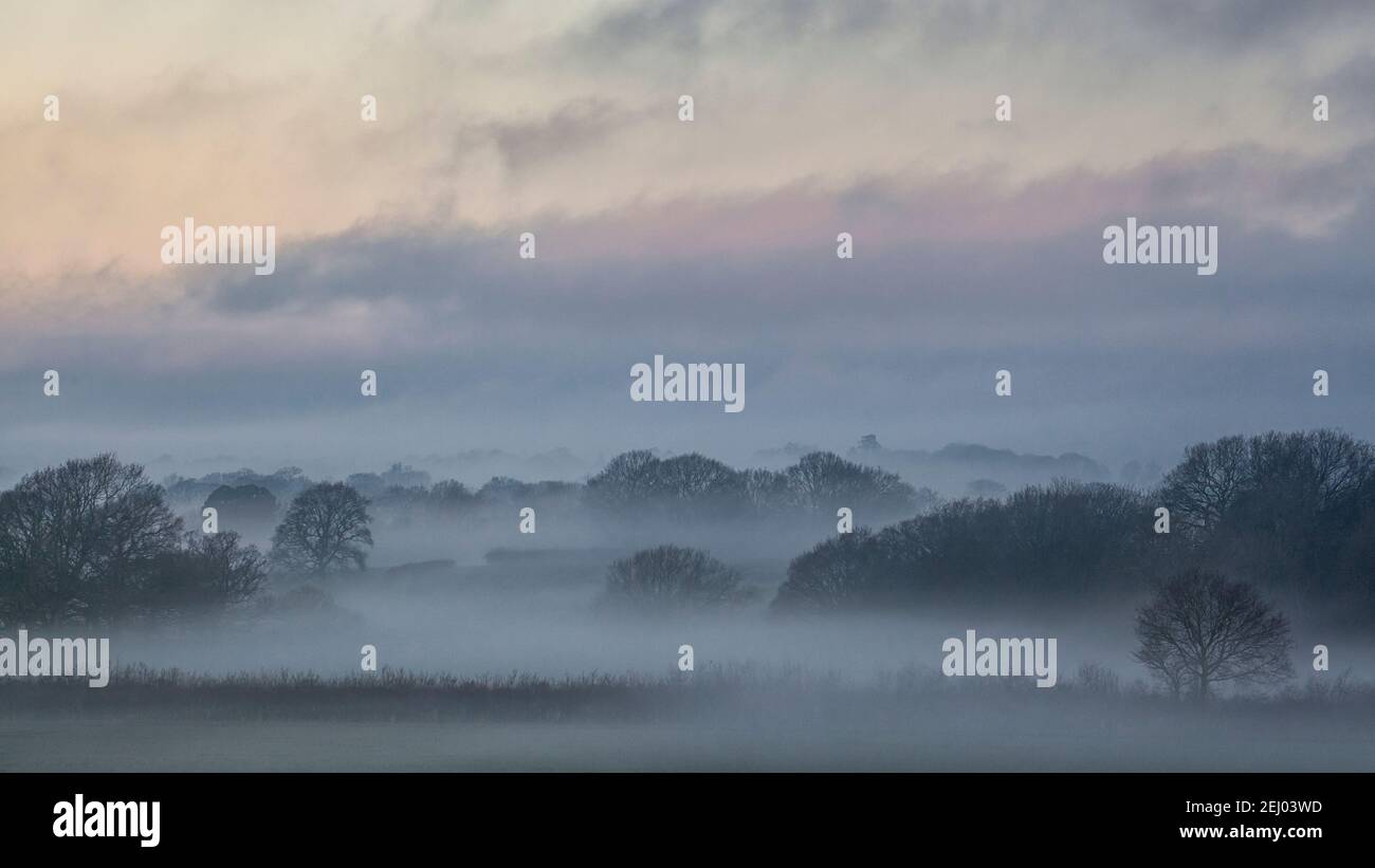 Misty morning in Sussex Stock Photo