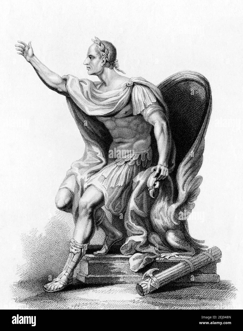 Julius Caesar. Portrait of the Roman dictator, Julius Caesar (100 BC - 44 BC), engraving by James Godby after: Giovanni Battista Cipriani, 1815 Stock Photo