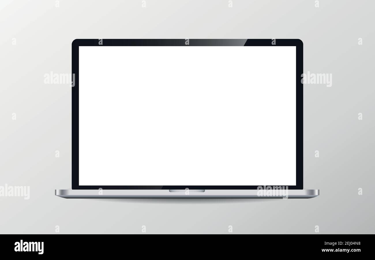 Modern laptop computer vector mockup isolated on white. Stock Vector