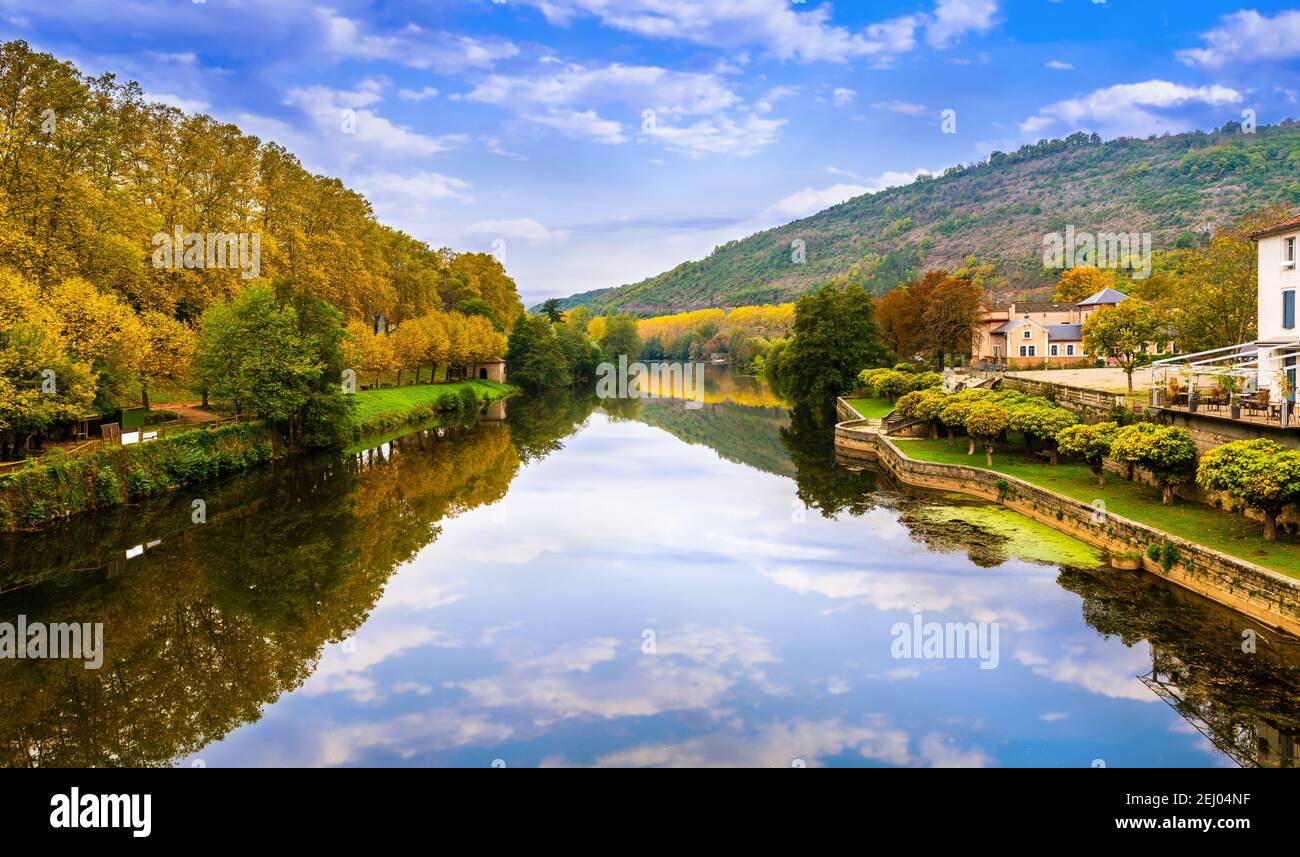 Village of SaintAntoninNobleVal on the Aveyron River in Occitania