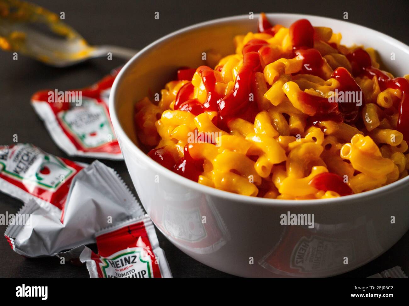 Kraft dinner with Heinz ketchup Stock Photo Alamy