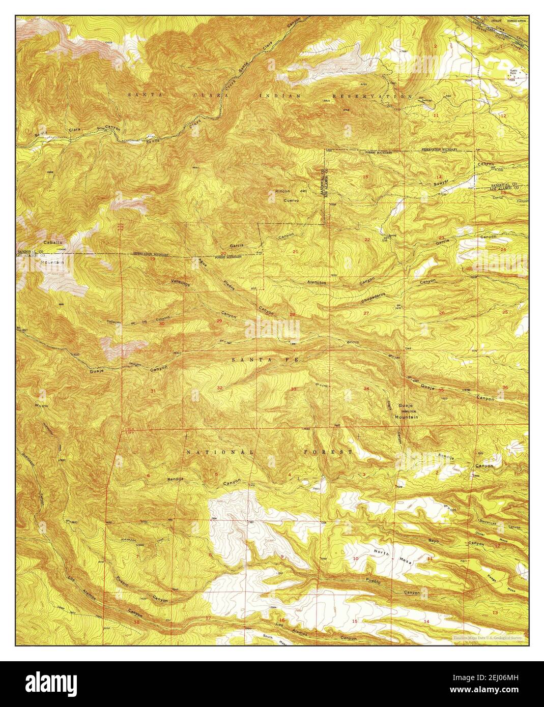 Guaje Mountain, New Mexico, map 1952, 1:24000, United States of America by Timeless Maps, data U.S. Geological Survey Stock Photo