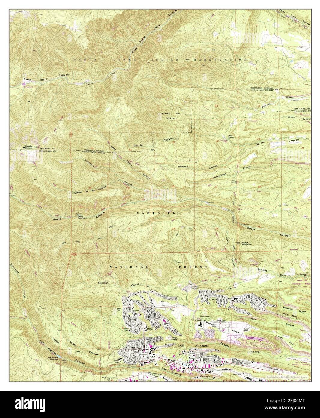 Guaje Mountain, New Mexico, map 1984, 1:24000, United States of America by Timeless Maps, data U.S. Geological Survey Stock Photo