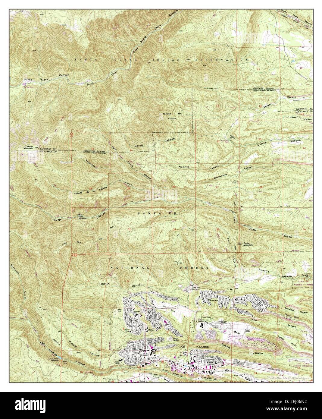 Guaje Mountain, New Mexico, map 1984, 1:24000, United States of America by Timeless Maps, data U.S. Geological Survey Stock Photo