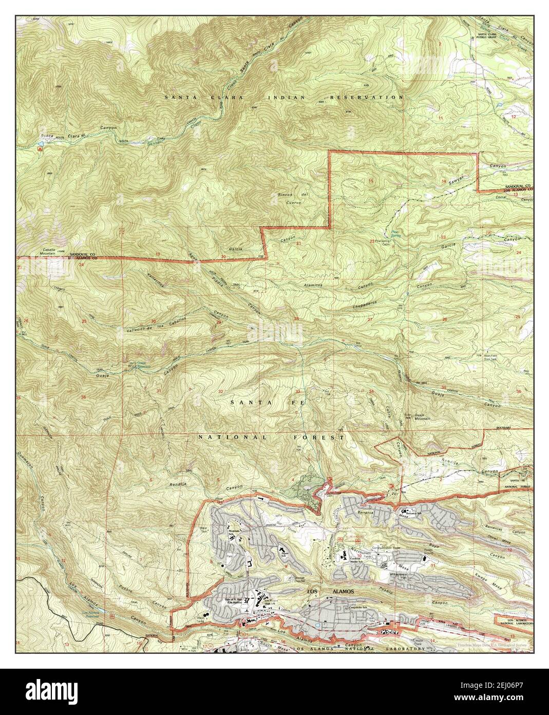 Guaje Mountain, New Mexico, map 2002, 1:24000, United States of America by Timeless Maps, data U.S. Geological Survey Stock Photo