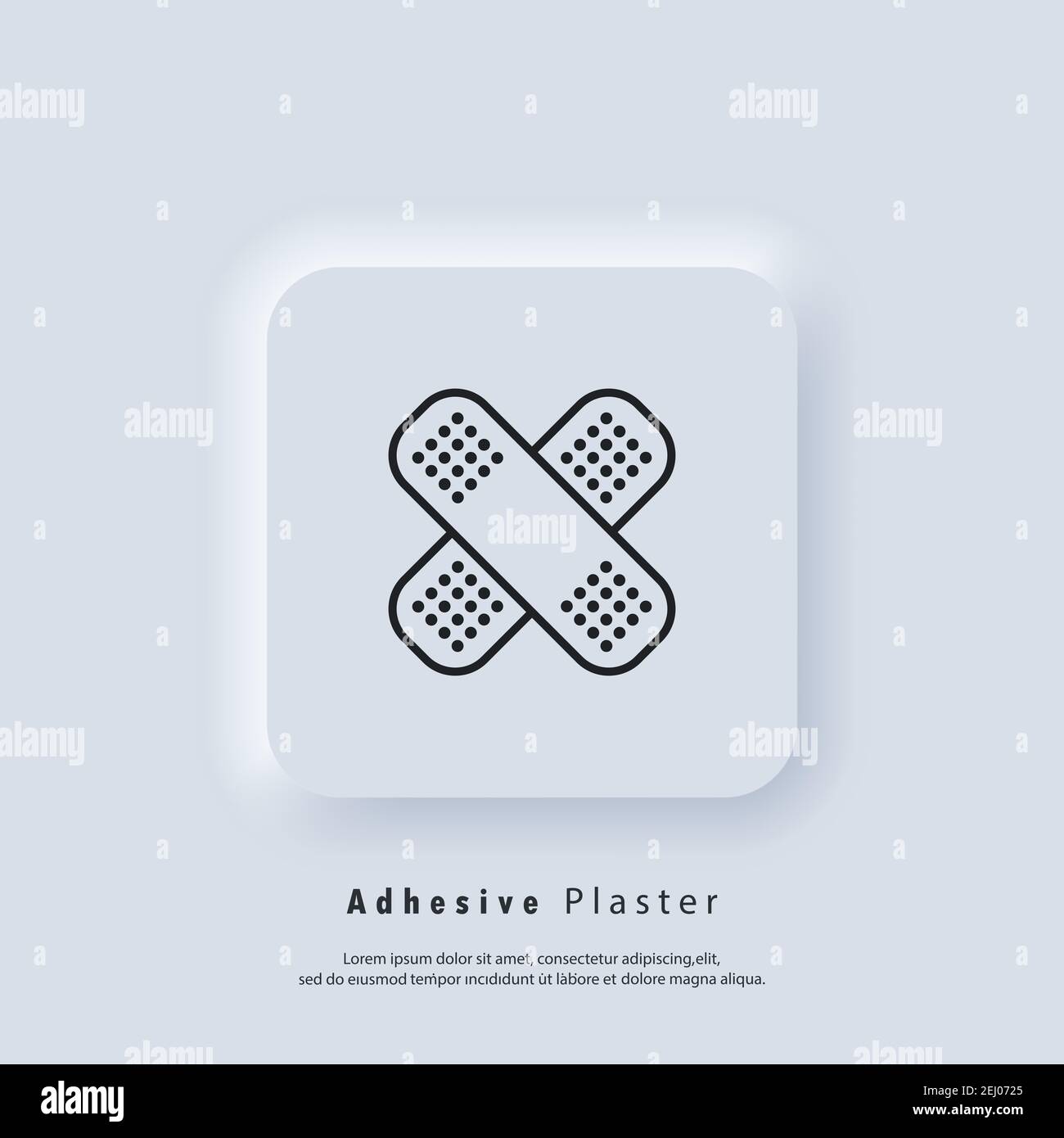 Adhesive plaster icon. Pharmacy plasters. Emergency. Hospital. Healthcare. Vector. UI icon. Neumorphic UI UX white user interface web button. Neumorph Stock Vector