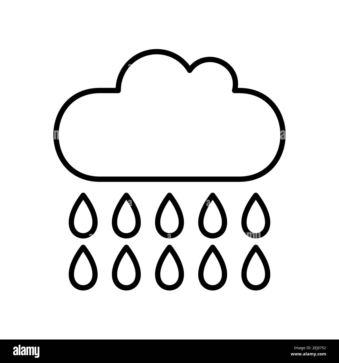 Illustration of clouds with rain line vector icon isolated on white ...
