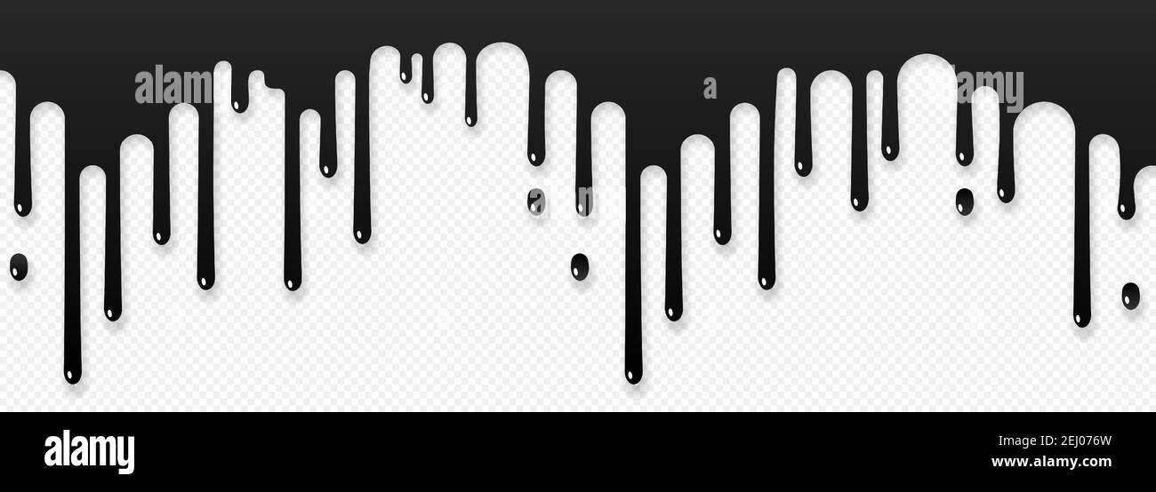 Paint dripping icon. Current drops. Black paint flows. Molten texture isolated on transparent background. Vector illustration EPS 10 Stock Vector