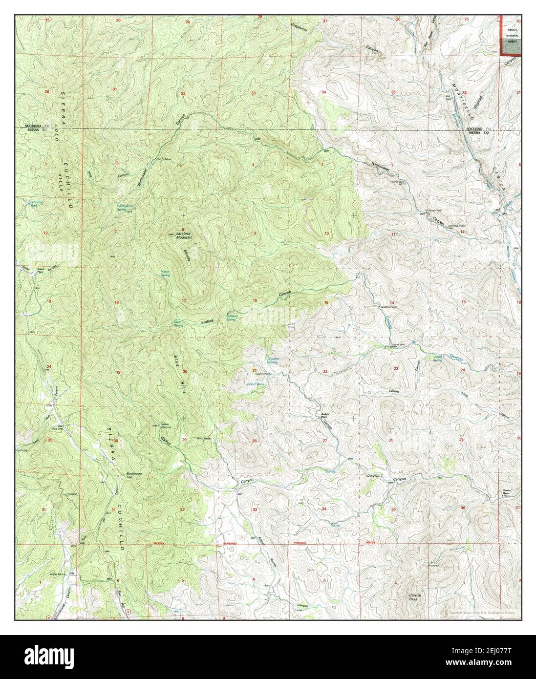Jaralosa Mountain, New Mexico, map 1995, 124000, United States of