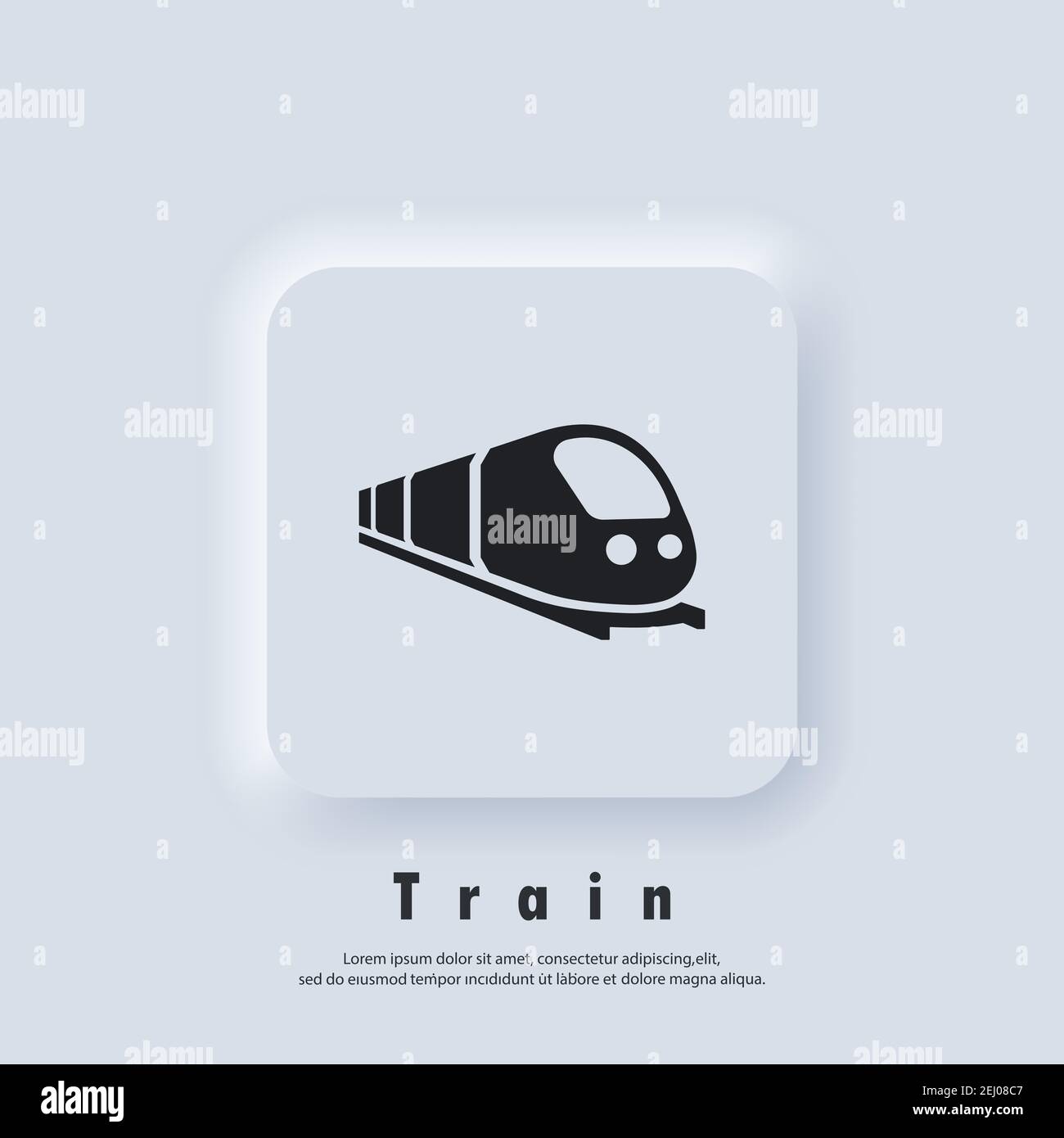 Train icon. Trip way. Journey concept. Vector. UI icon. Neumorphic UI UX white user interface web button. Neumorphism Stock Vector