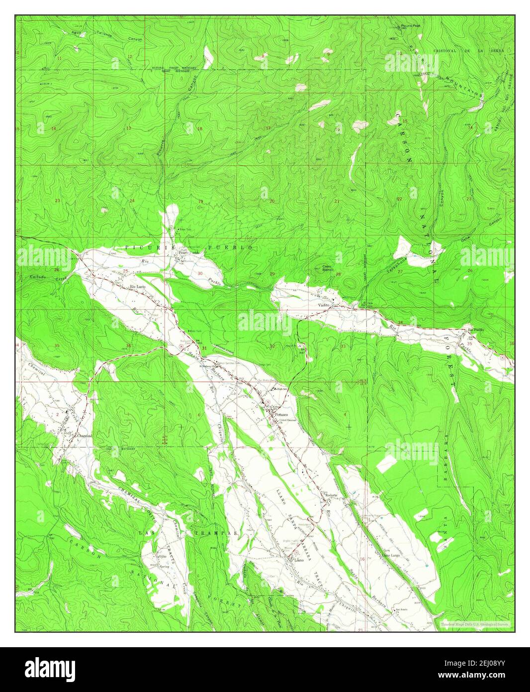 Penasco, New Mexico, map 1964, 1:24000, United States of America by Timeless Maps, data U.S. Geological Survey Stock Photo