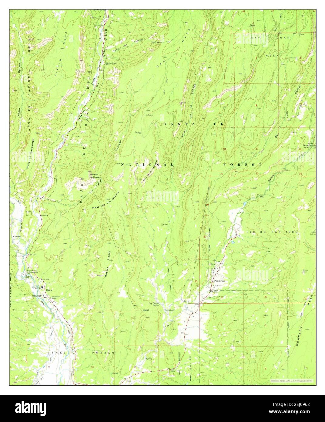 Ponderosa, New Mexico, map 1970, 124000, United States of America by