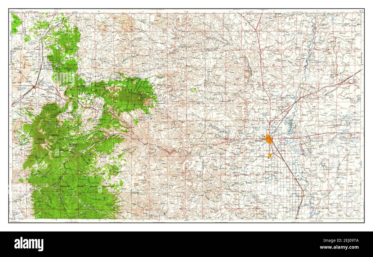 Roswell, New Mexico, map 1962, 1:250000, United States of America by Timeless Maps, data U.S 