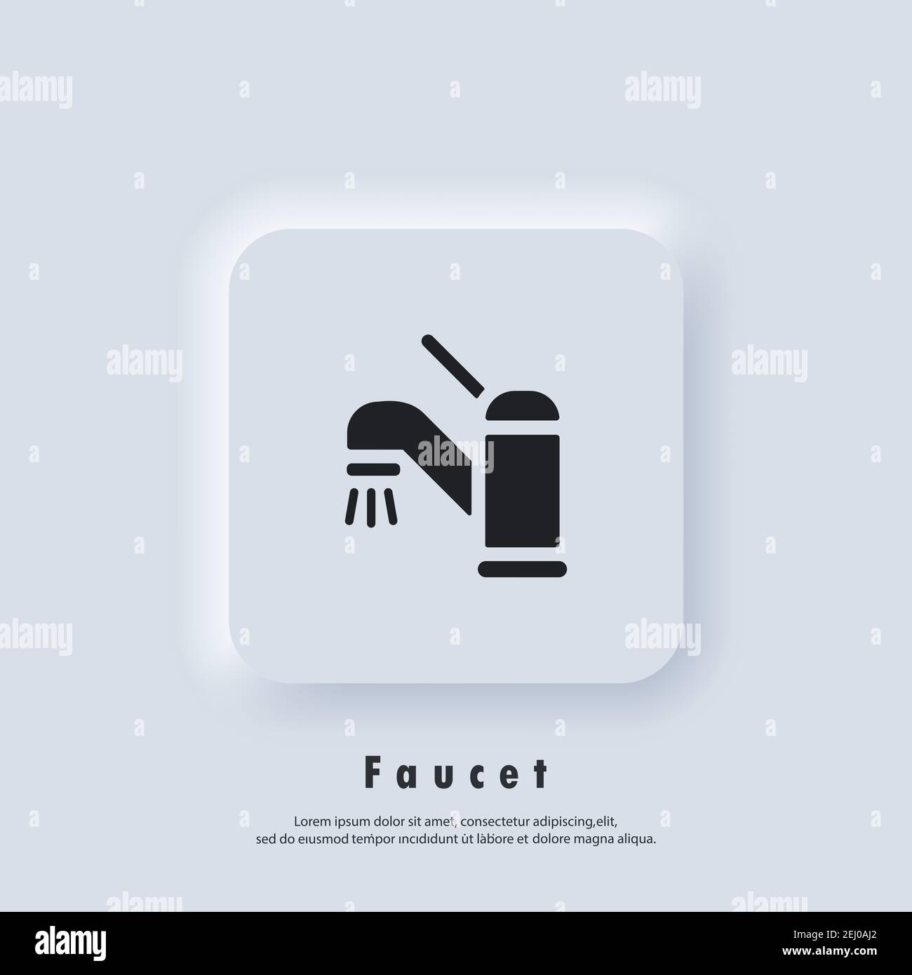 Faucet icon. Faucet logo. Vector. UI icon. Neumorphic UI UX white user interface web button. Stock Vector