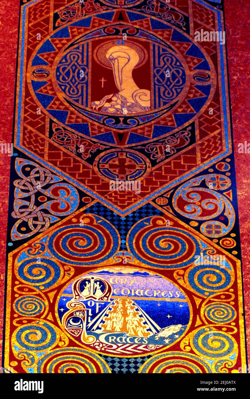 Sydney New South Wales Australia St Marys Cathedral Crypt Terazzo Mosaic Floor Depicting the Days of Creation inspired by the Book of Kells Stock Photo