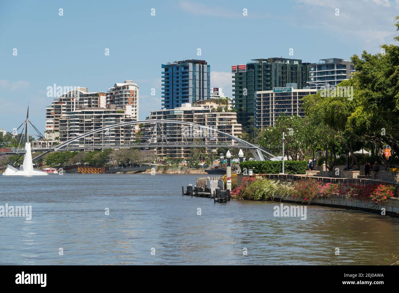 Clem Jones Promenade, South Bank Parklands, Brisbane, Queensland, Australia. Stock Photo