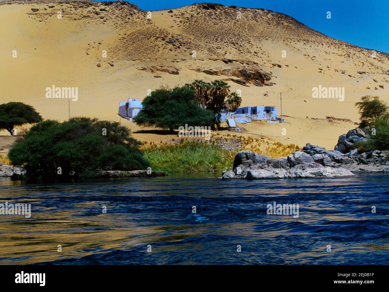 West Bank Aswan Egypt River Nile Stock Photo Alamy
