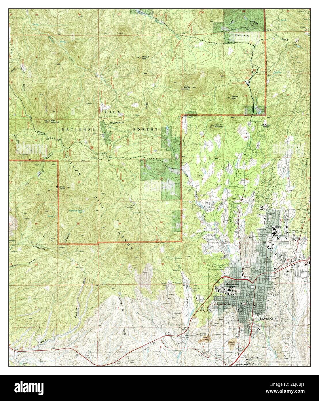 Silver City, New Mexico, map 1992, 124000, United States of America by