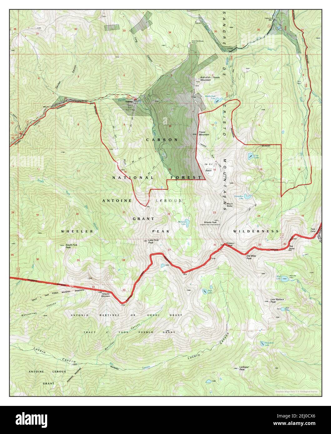 Wheeler Peak, New Mexico, map 1995, 124000, United States of America