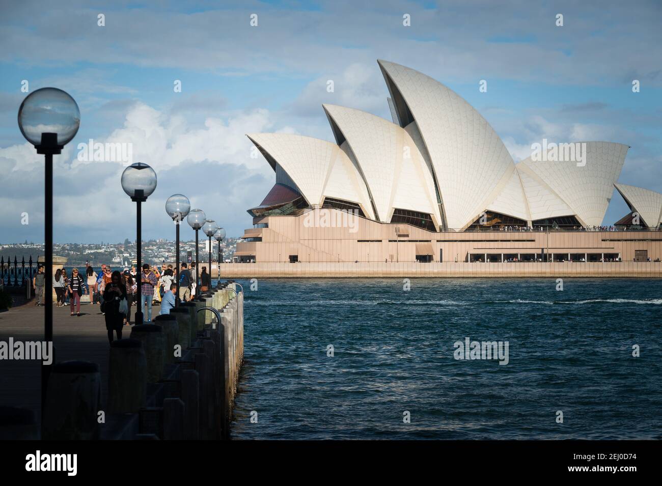 The Sydney Opera House and The Rocks, Bennelong Point, Sydney, New South Wales, Australia. Stock Photo