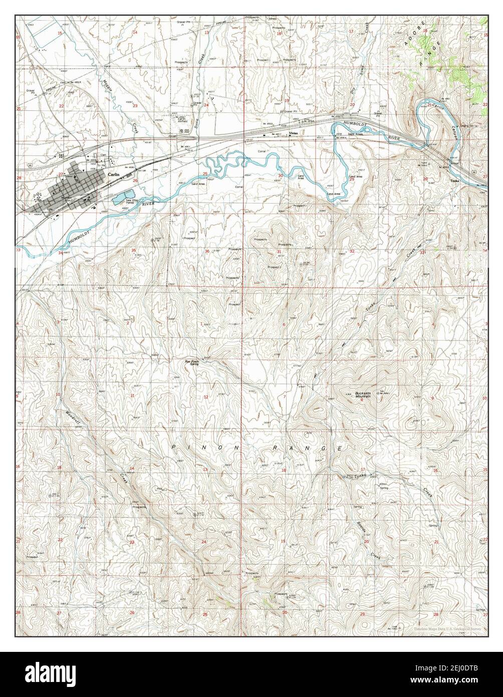 Carlin East, Nevada, map 1985, 124000, United States of America by