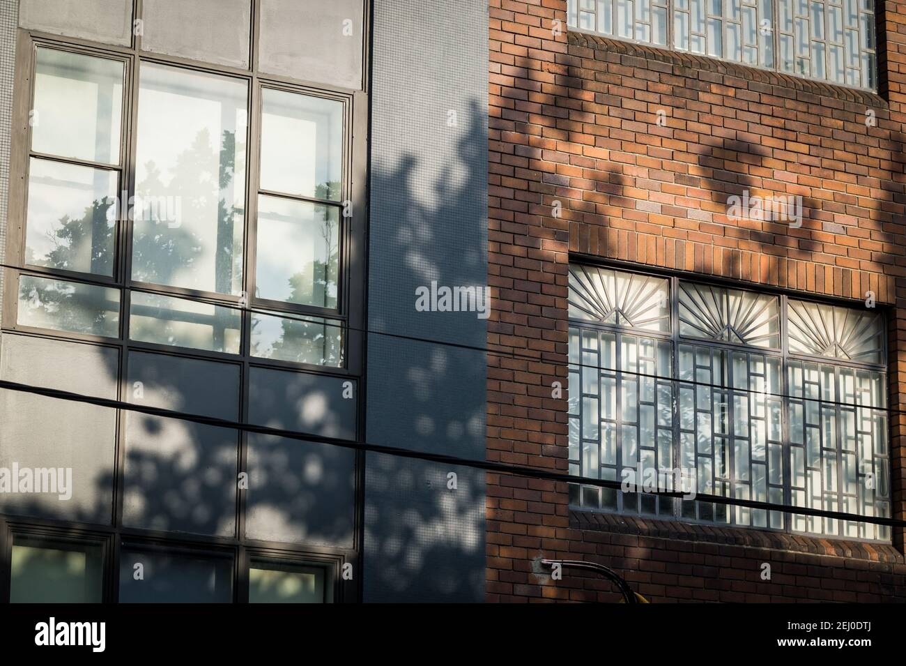 Shadows on buildings on Chippen Street, Sydney, New South Wales, Australia. Stock Photo