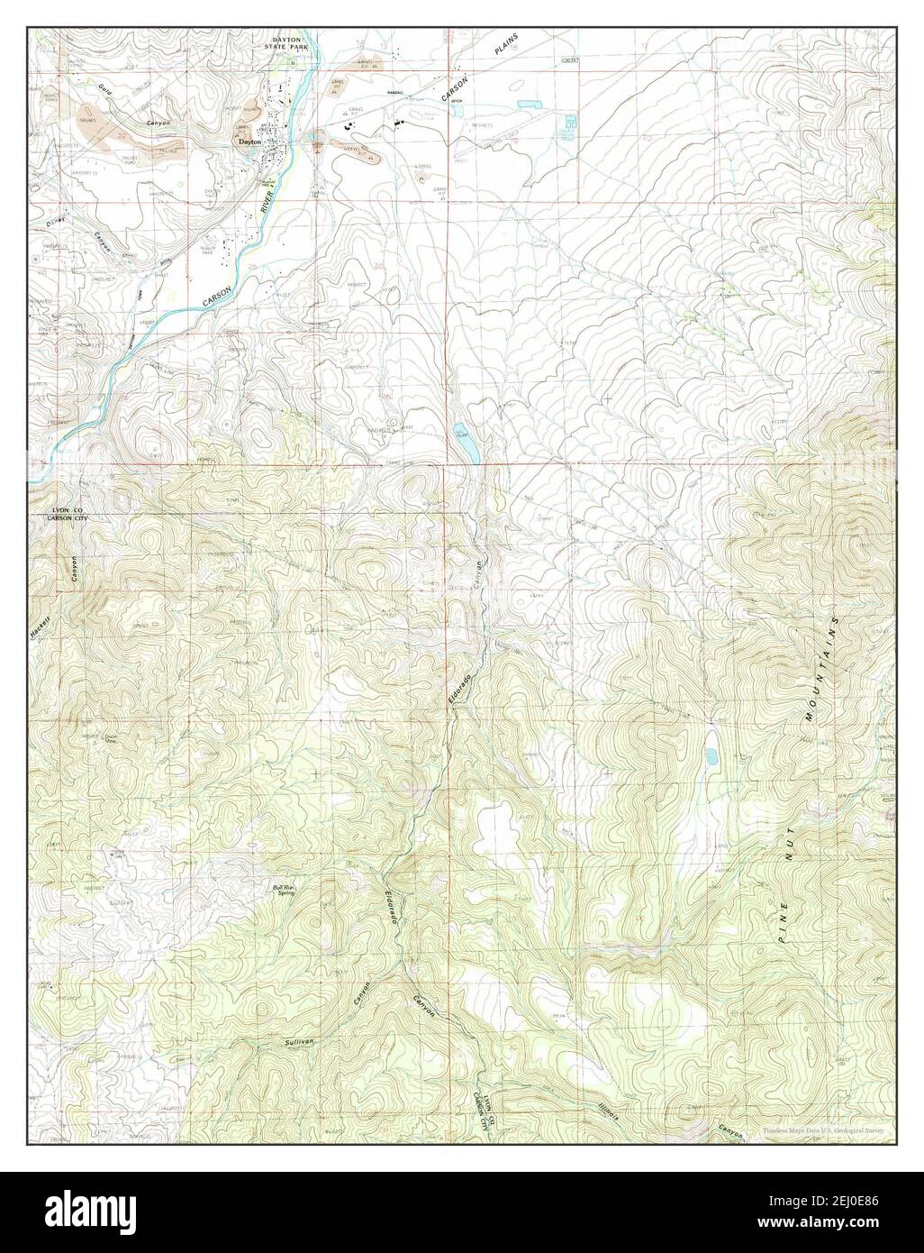 Dayton, Nevada, map 1987, 124000, United States of America by Timeless