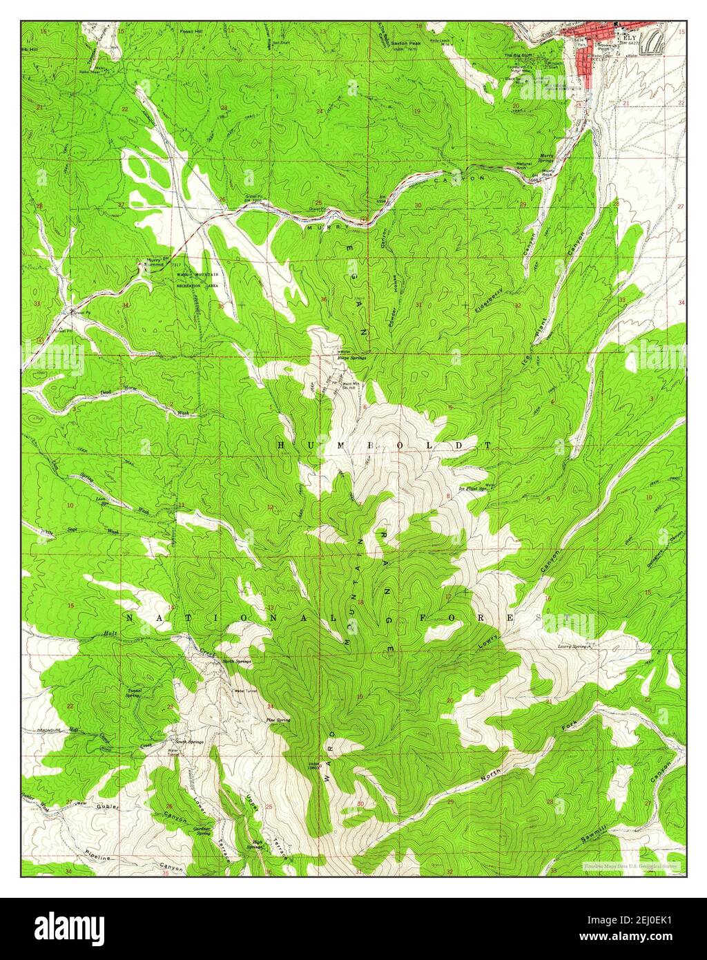 Ely, Nevada, map 1958, 124000, United States of America by Timeless