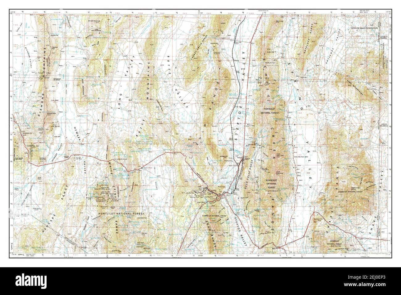 Ely, Nevada, map 1956, 1250000, United States of America by Timeless