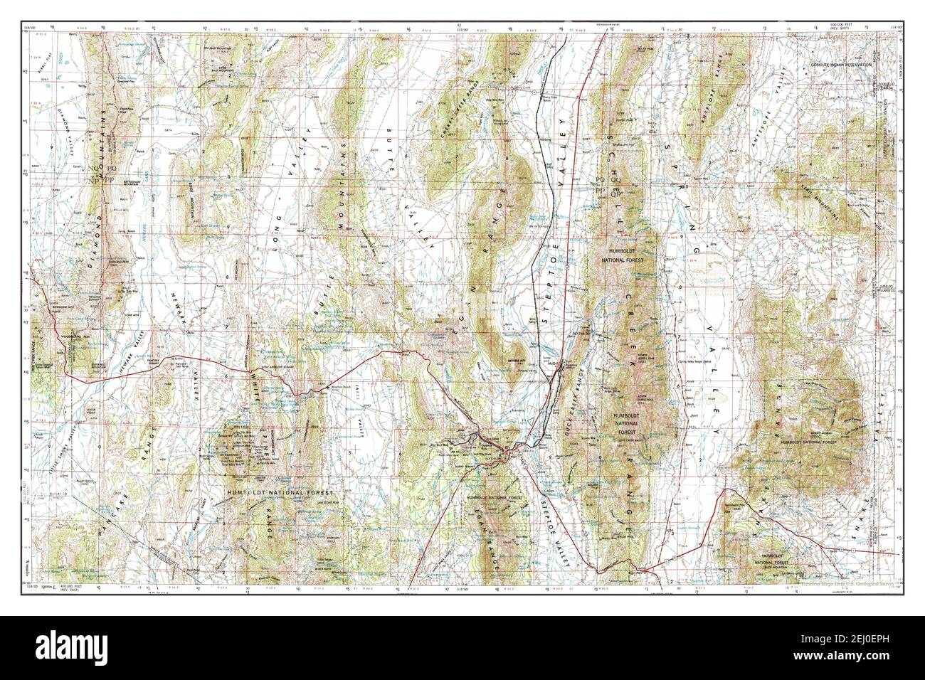 Ely, Nevada, map 1956, 1250000, United States of America by Timeless