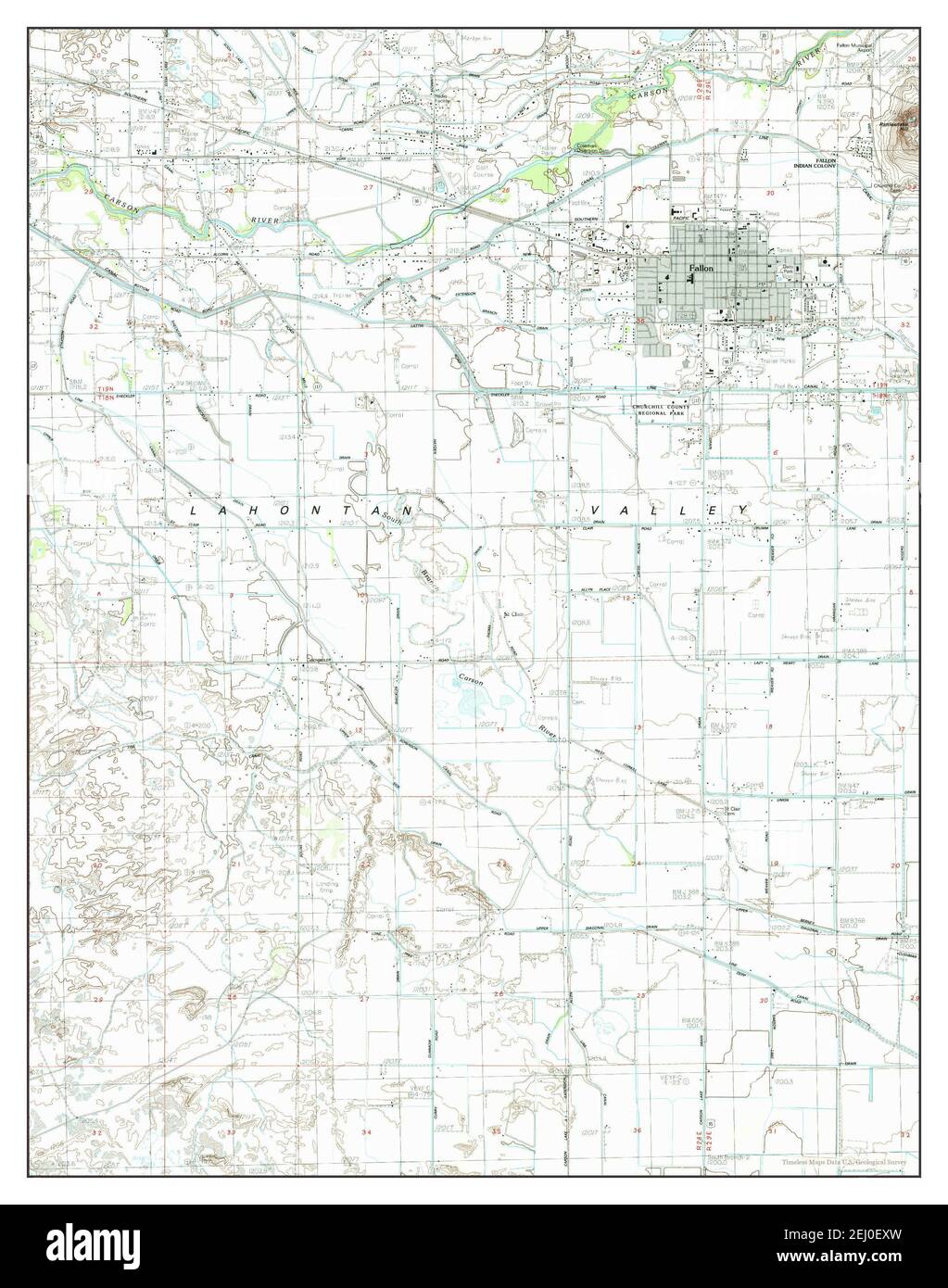 Fallon, Nevada, map 1985, 124000, United States of America by Timeless Maps, data U.S