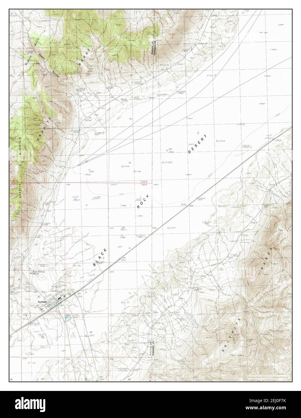 Gerlach, Nevada, map 1990, 1:24000, United States of America by Timeless Maps, data U.S. Geological Survey Stock Photo