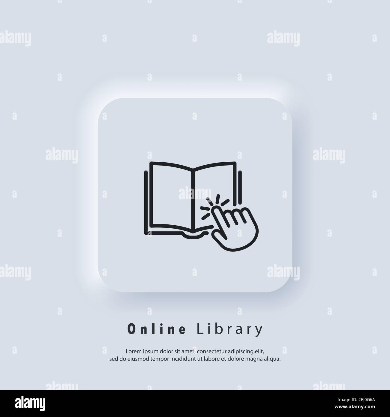 Electronic digital library. Internet education concept, e-learning resources, distant online courses. Vector. UI icon. Neumorphic UI UX white user int Stock Vector