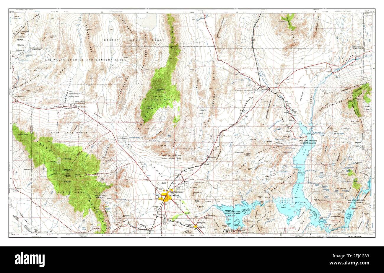 Las Vegas Elevation Map Las Vegas, Nevada, Map 1954, 1:250000, United States Of America By Timeless  Maps, Data U.s. Geological Survey Stock Photo - Alamy
