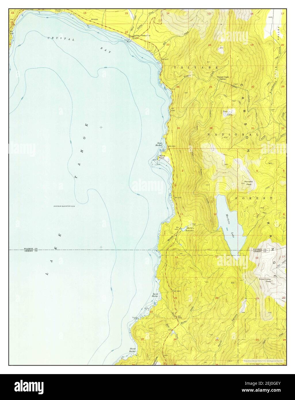 Marlette Lake, Nevada, map 1955, 1:24000, United States of America by Timeless Maps, data U.S. Geological Survey Stock Photo